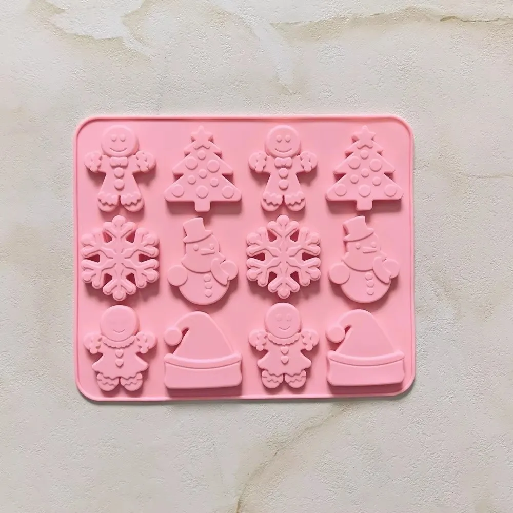 New Gingerbread Man Christmas Baking Mold Non-Stick DIY Craft Silicone Mold Santa Claus 12/15/16 Hole Ice Treat Mold Christmas