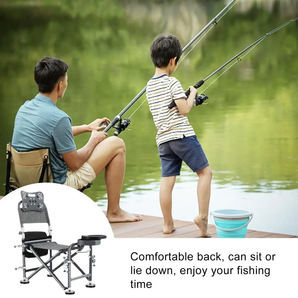 Fishing Chair with Backrest Versatile Folding Fishing Chair Adjustable Height Lightweight Stainless Steel Portable Deck Seat