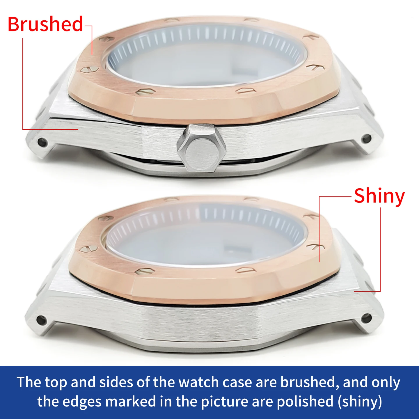 AP الساعات حالات لامعة/نحى الصلب ارتفع الذهب/الفضة يناسب NH35 NH36 4R36 الياقوت الكريستال والزجاج وزارة الدفاع ساعة استبدال أجزاء