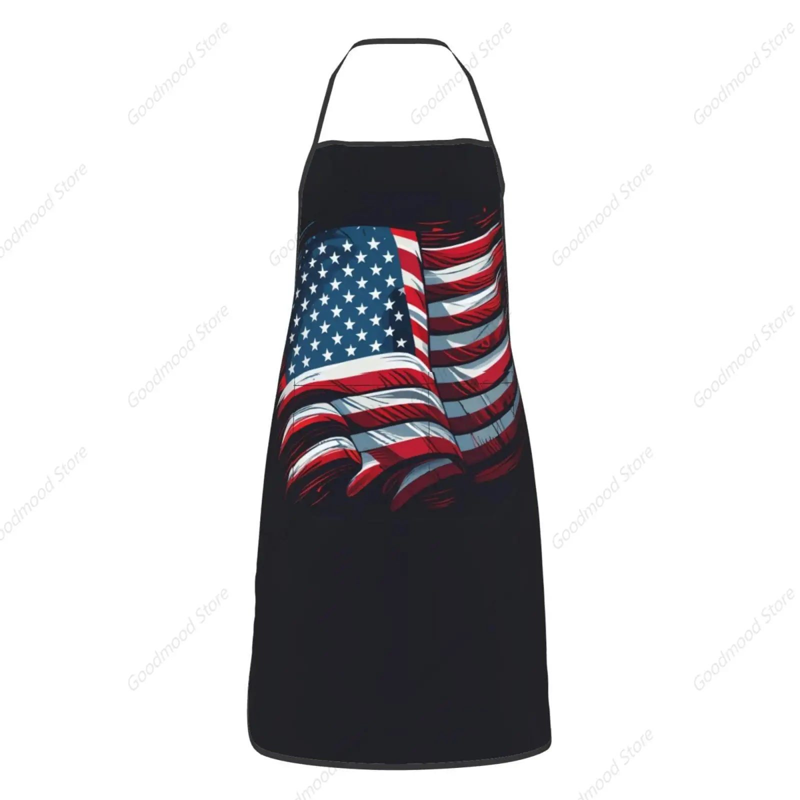 realistic flag of america american flag apron,cooking aprons for men women,kitchen chef adjustable garden with 2 pockets