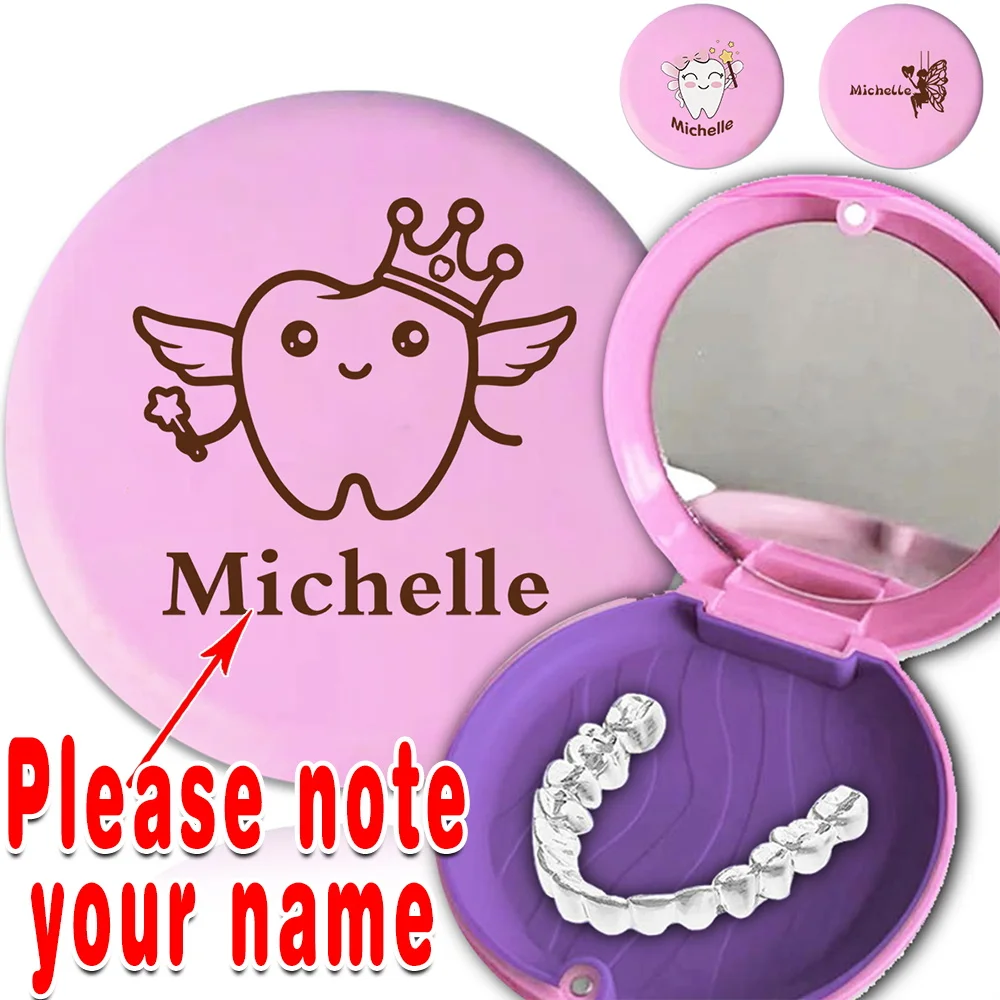 

Customized Name Orthodontic Braces Case with Mirror Magnetic Switch Dental Retainer Storage Box Portable Mouth Guard Organizer