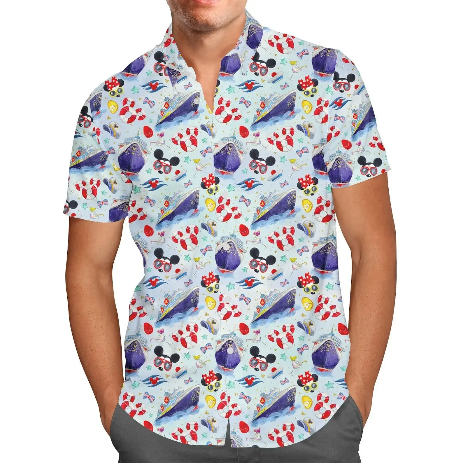 2024 Castaway Cay Hawaiian Shirt Disney Cruise Line Men's Women's Button Up Shirt Casual Beach Shirt Mickey Short Sleeve Shirt