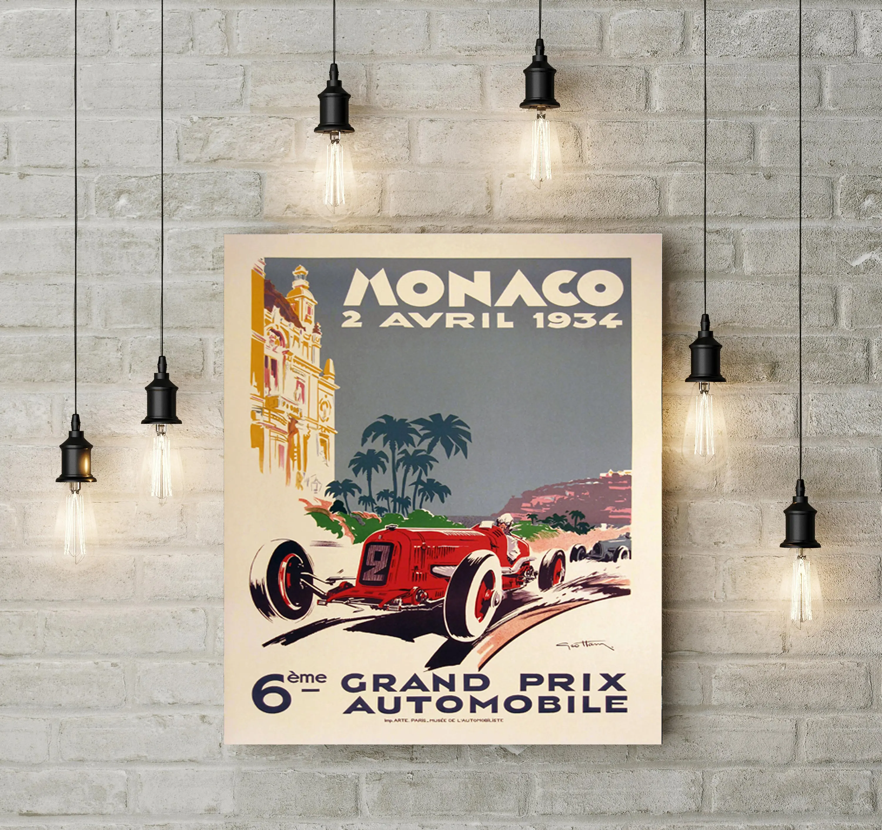 

Monaco 1934 Grand Prix Vintage Poster, Race Car Wall Art Print Race Fan Gift Executive Office decor Large Monaco Motor Racing
