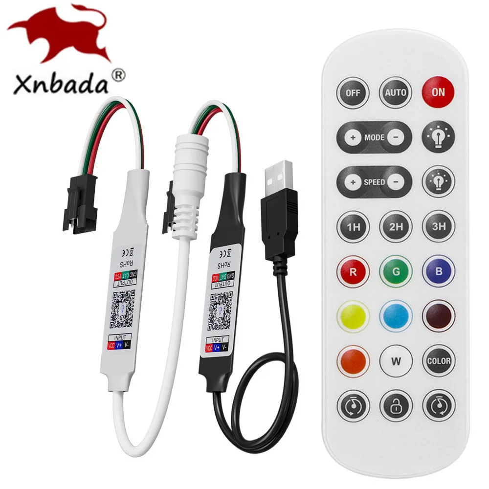 USB/DC WS2811 WS2812B RGBIC inteligentny kontroler LED 2.4G zdalny Bluetooth kontrola aplikacji WS2812 RGB piksele Led pasek światła DC5-24V