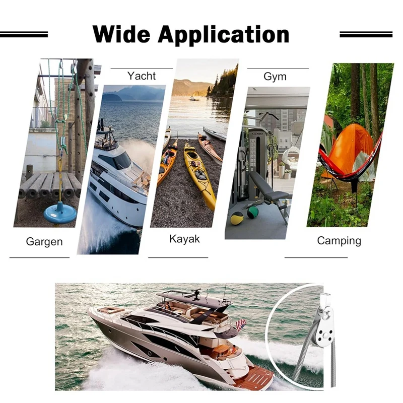 MAKE-SUS316 Polia de carga de elevação Rodas de bloco Polia única Polia forte de aço inoxidável ao ar livre