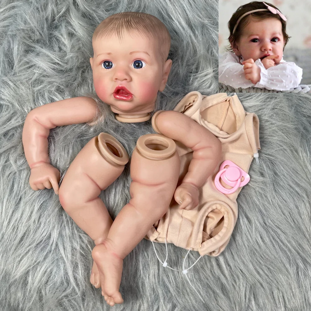 

22inch Already Painted Reborn Doll Parts Saskia Unassembled Lifelike Baby 3D Painted Skin with Visible Veins Cloth Body Included