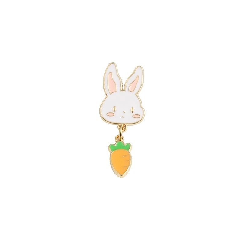 Cartoon Rabbit Carrot Design Brooch Cute Casual Business Commute Gift Metal Badge Pin DIY Clothing Bags Hat T-shirt Decoration