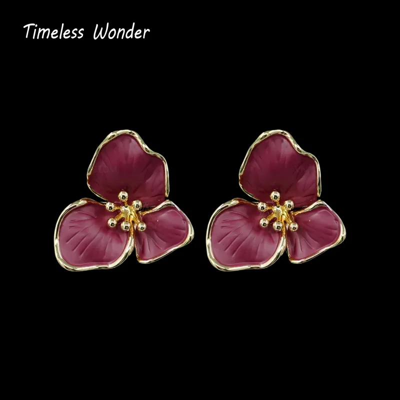 

Timeless Wonder Fantasy Geo Floral Stud Earrings for Women Designer Jewelry Sweet Gift Rare Top Classy Style Trendy New 3346