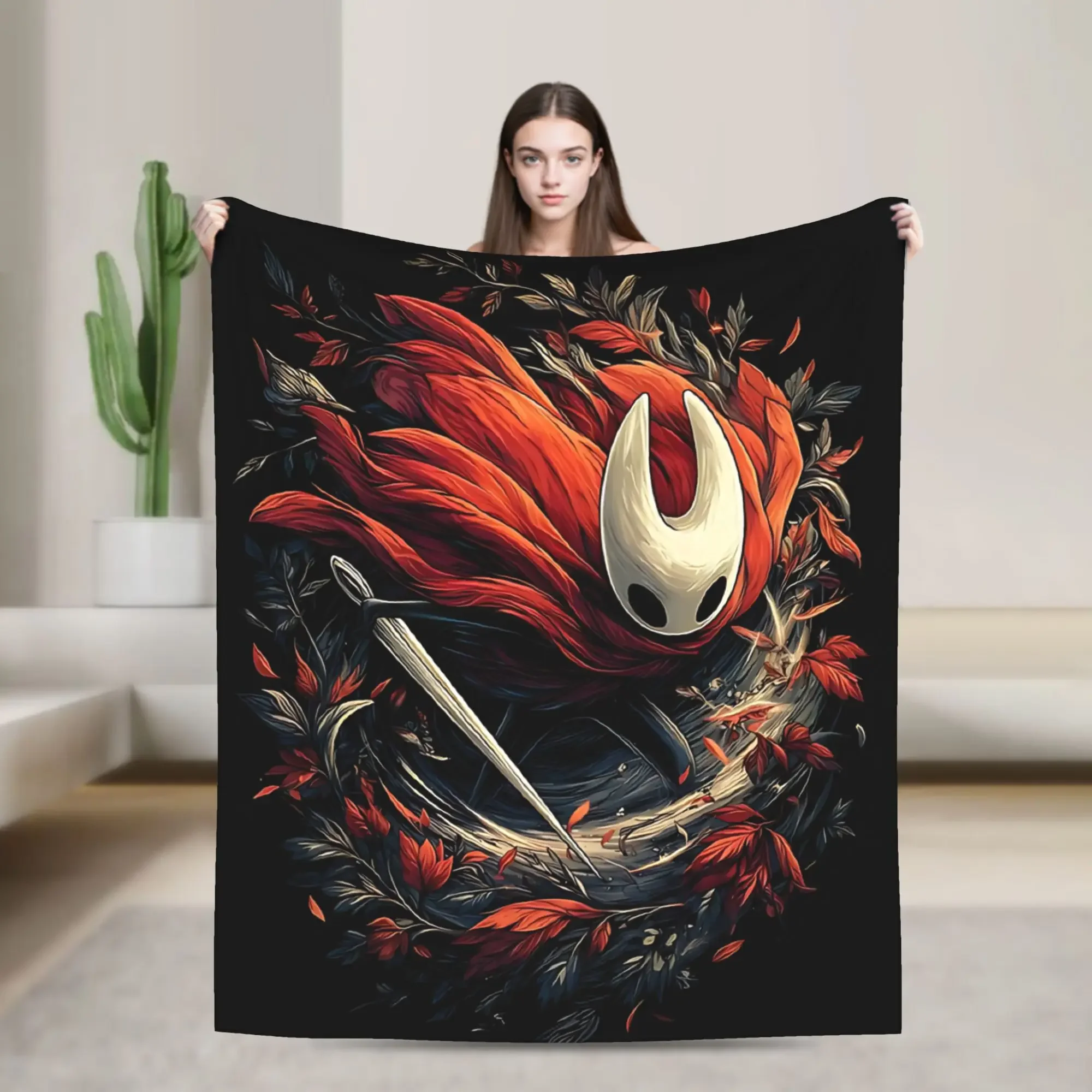 

Флисовое одеяло Hollow Knight Silksong Hornet, мягкое многофункциональное покрывало для кровати, дивана, декора спальни