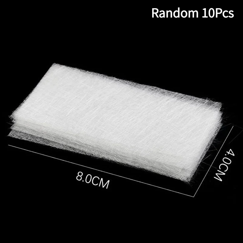 Random 10Pcs Silk Fiberglass For Nail Extension Form Non-Woven Silks UV Gel Fiber.