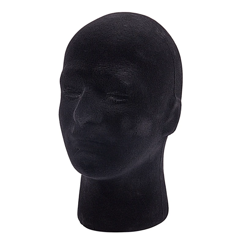 6X Male Styrofoam Foam Mannequin Manikin Head Model Wigs Glasses Cap Display Stand Black