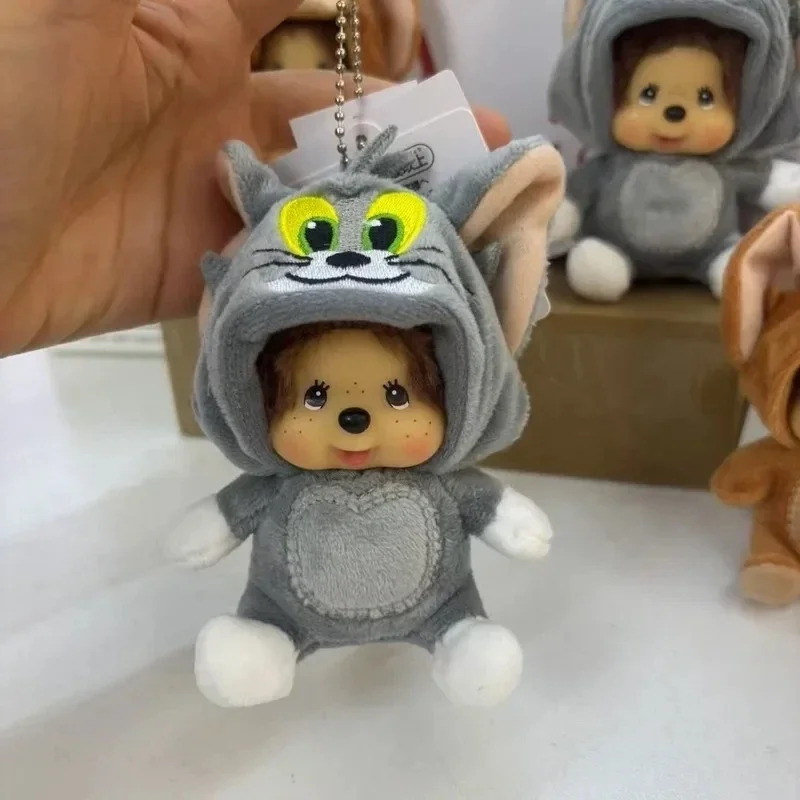 Monchhichi 15cm 인형 블라인드 박스 키 체인 가방 펜던트 손 인형 비닐 플러시 장난감 톰 & 제리 소녀 독창성 선물 장식