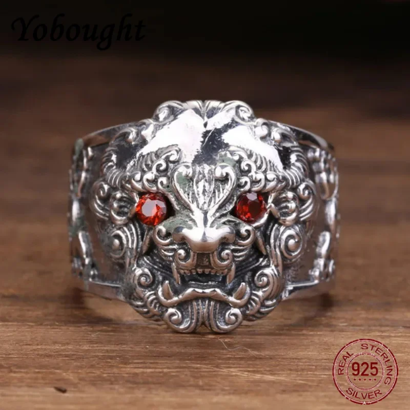 

new S925 Sterling Silver Rings for Men Women 2023 New Fashion Chinese Lion Head Totem PiXiu Adjustable Pure Argentum Jewelry