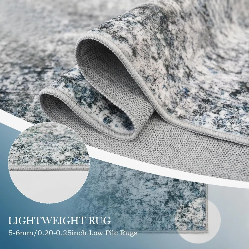 سجادة منطقة حديثة قابلة للغسل مقاس 10 × 14 غير قابلة للانزلاق، سجادة محايدة ناعمة قابلة للطي ومقاومة للبقع لغرفة المعيشة #5