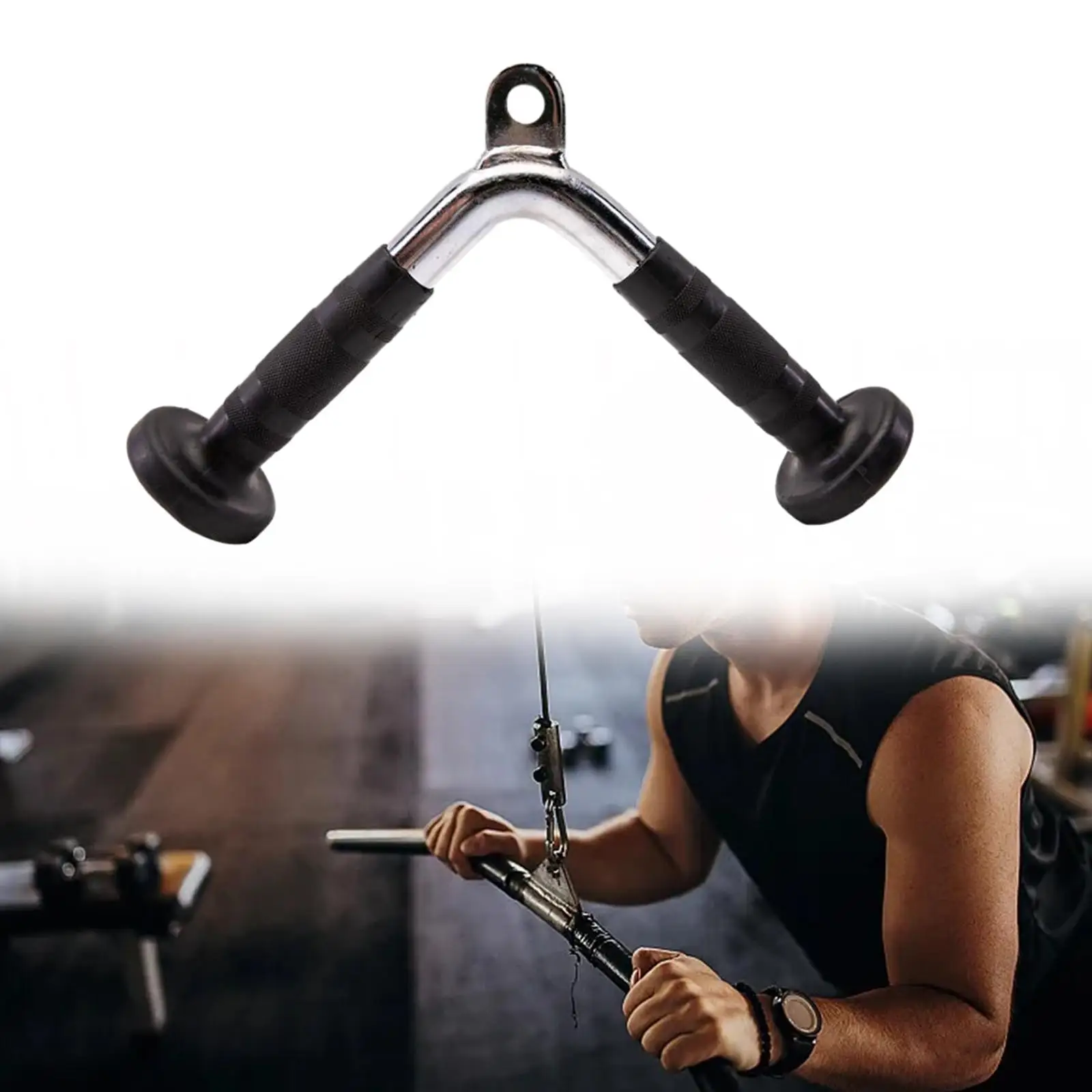 

Triceps Pushdown Bar V Handle for Cable Machine Pulley System, Close Grip LAT