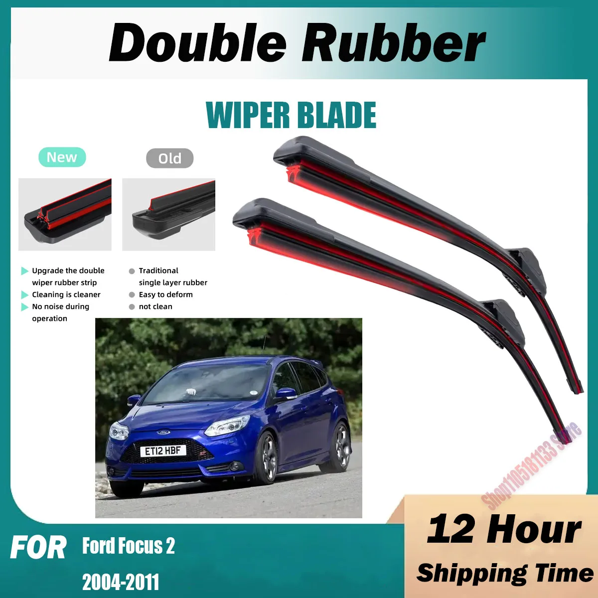 

Double Rubber Car Wiper Blades For Ford Focus 2 2004-2011 Front Windscreen Windshield Rubber Car Accessories 2009 2010 2011