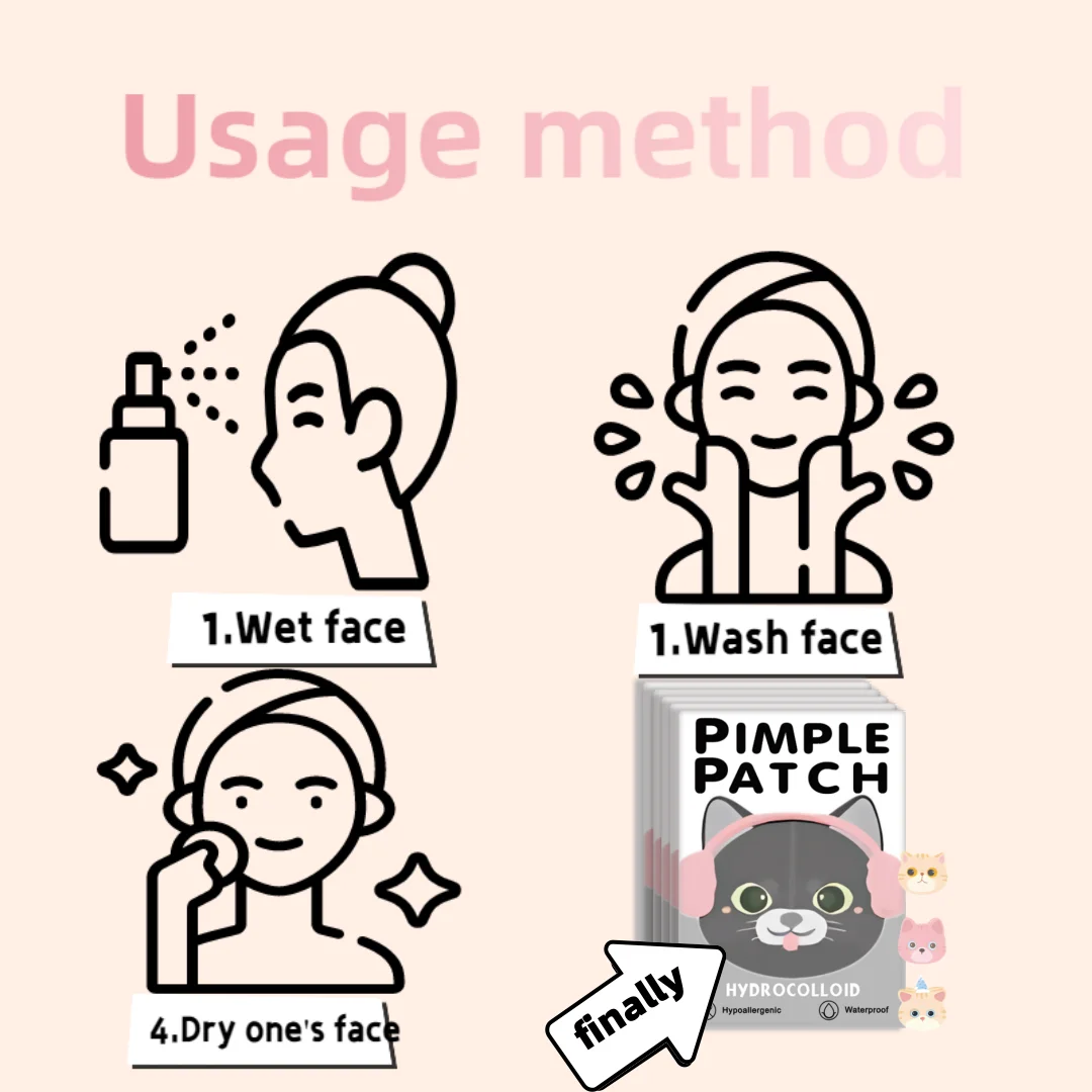 40pcs Salicylic Acid Acne Patches - Invisible & Cute Cat-Shaped Stickers to Fight Pimples and Soothe Skin
