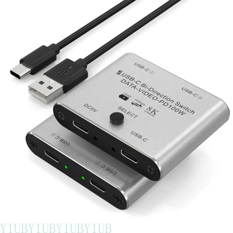 

Y1UB 8K USB C KVM Переключатель BIDERECTIONAL USB C SWELTER для 2PC EASH 1 Переключение клавиш 2 в 1OUT & 2 в 1OUT 3440X1440