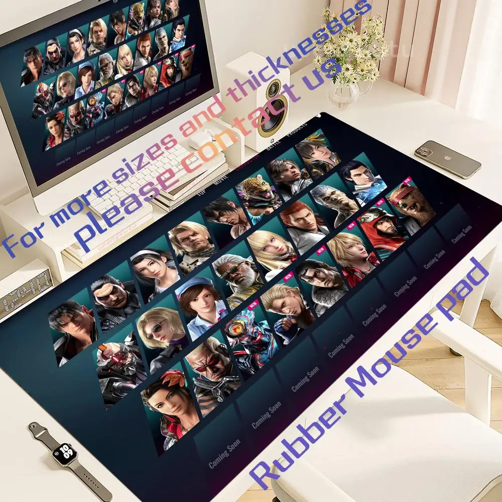 XXL 900x400mm Mouse Anime figures Pad Desktop Setup Popular PC gamers Cute Stuff Non-Slip Rubber Edge locking mouse Tekken 8 mat