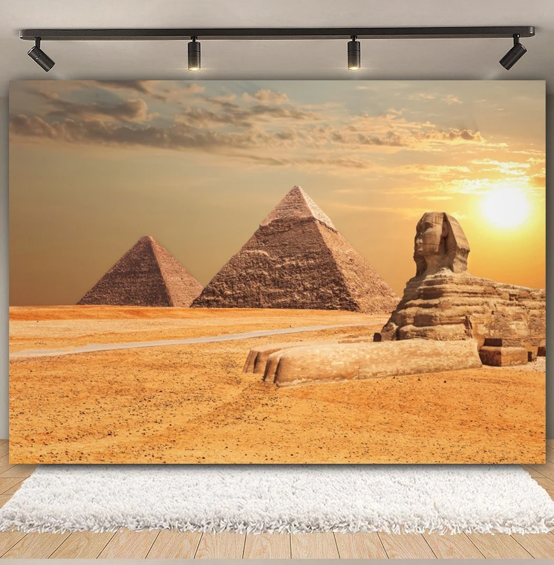 Egyptian Pyramids Photography Backdrop Ancient Egypt Architecture Ruins Desert Camel Dunes Sunset Background Decor Photo Studio