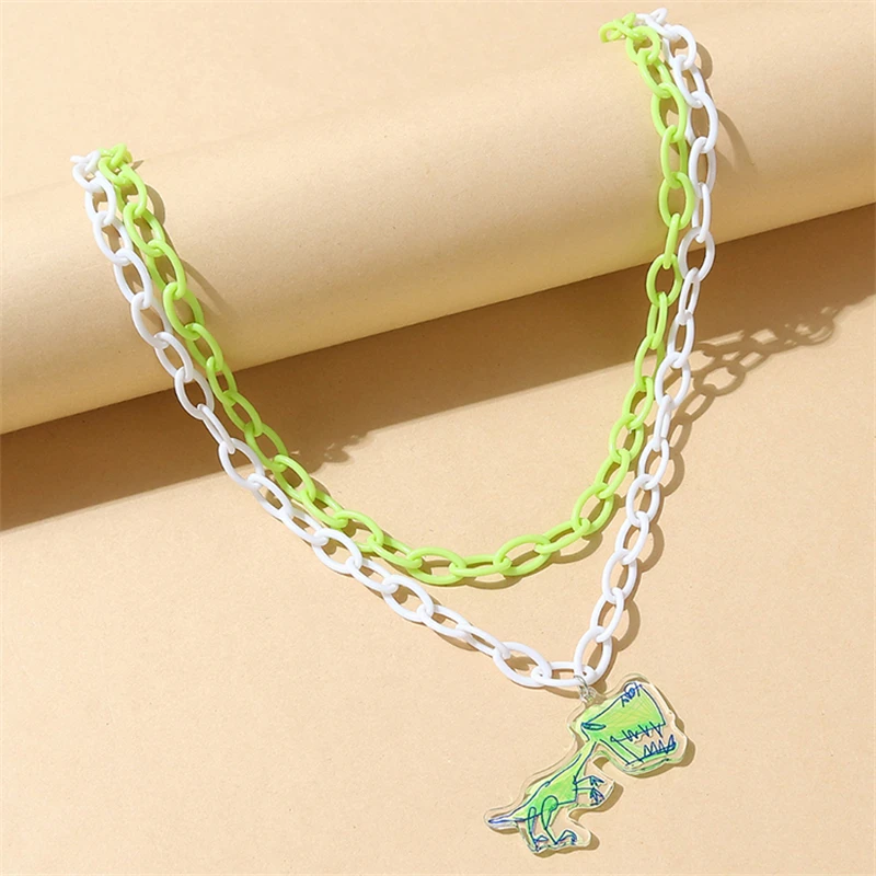 Ms Betti Korean Dinosaur Sunflower Spider Apple Pendant Necklace Fluorescent Chain Cute Gifts 2022 New Design Jewelry Drop Ship