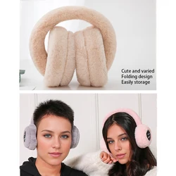 Winter Outdoor Plush Earmuffs Bluetooth5.2 Wireless Cute Warm Fur Headphones Earphones Solid Color Stereo Wireless Headset  ﻿