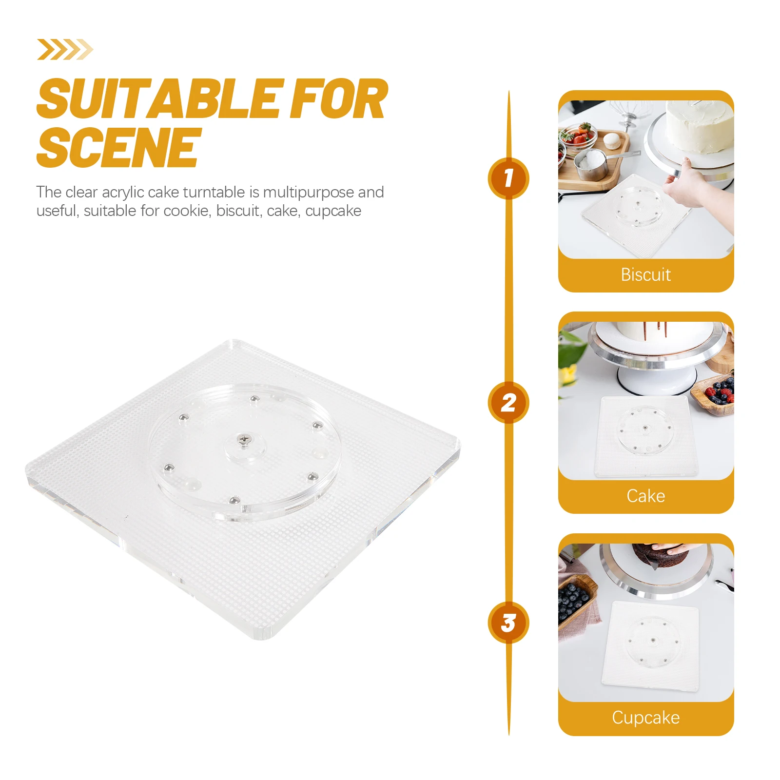 

Cake Turntable Clear Acrylic Rotating Cookie Holder for Party Home Cake For Decorating Restaurant Decor
