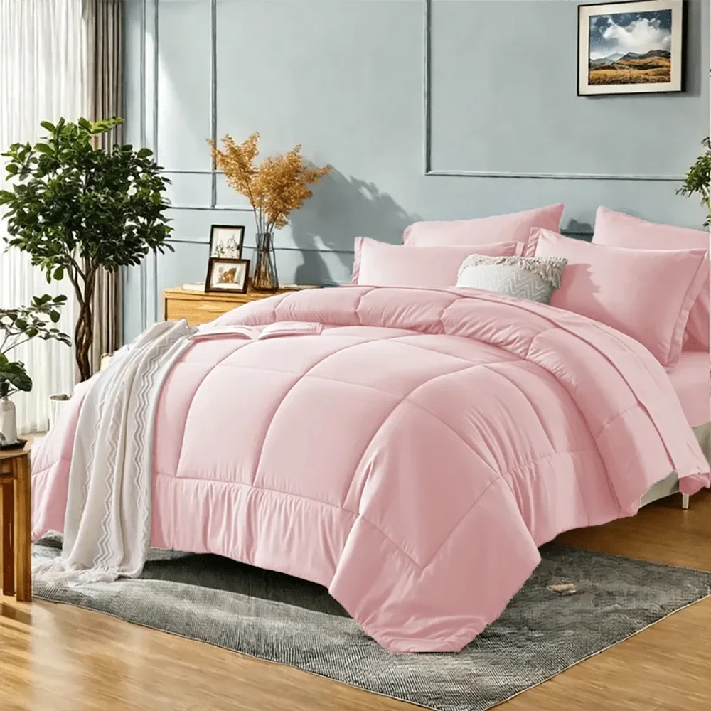 

7 комплектов постельного белья Deluxe Solid Color для кровати размера Queen, мягкие и комфортные, состоящие из 1 одеяла, 1 простыни, 1 пододеяльника.