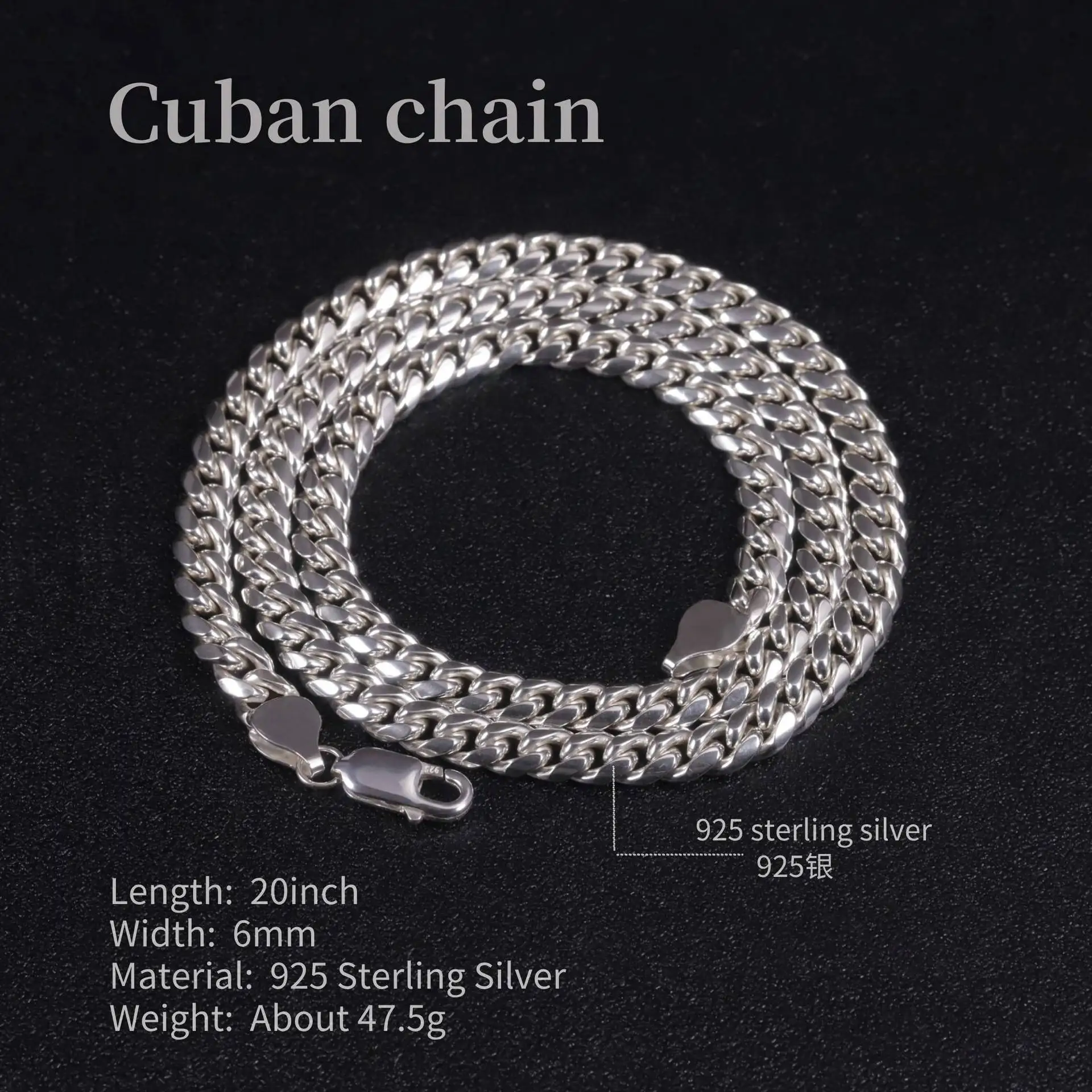 Cuban Chain Seiko Edition S925 Silver Gold 6mm Fine Necklace Hiphop Hip Hop Cuban Chain