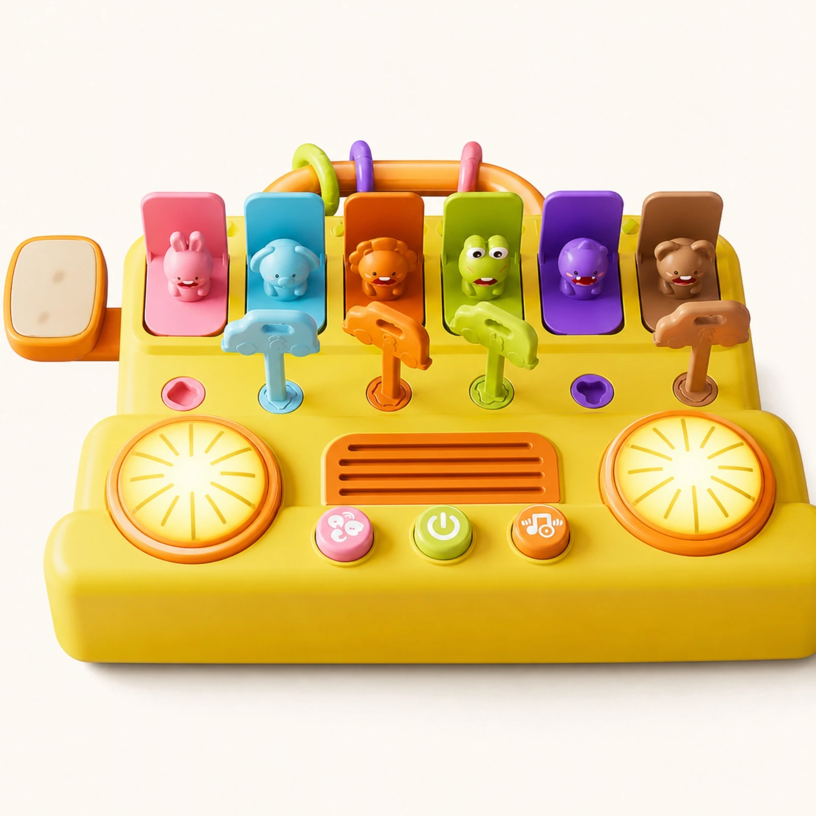 Toy Bus with Buttons Educational Busy Board with Handle Sensory Toy with Buttons Portable Busy Board with Lights Child-Friendly