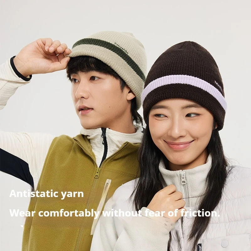 

Naturehike Wide Edge Wool Knitted Hat With Lock Temperature Adhesive Soft Warm Skin Anti Static Yarn Extended Ear Protection Des