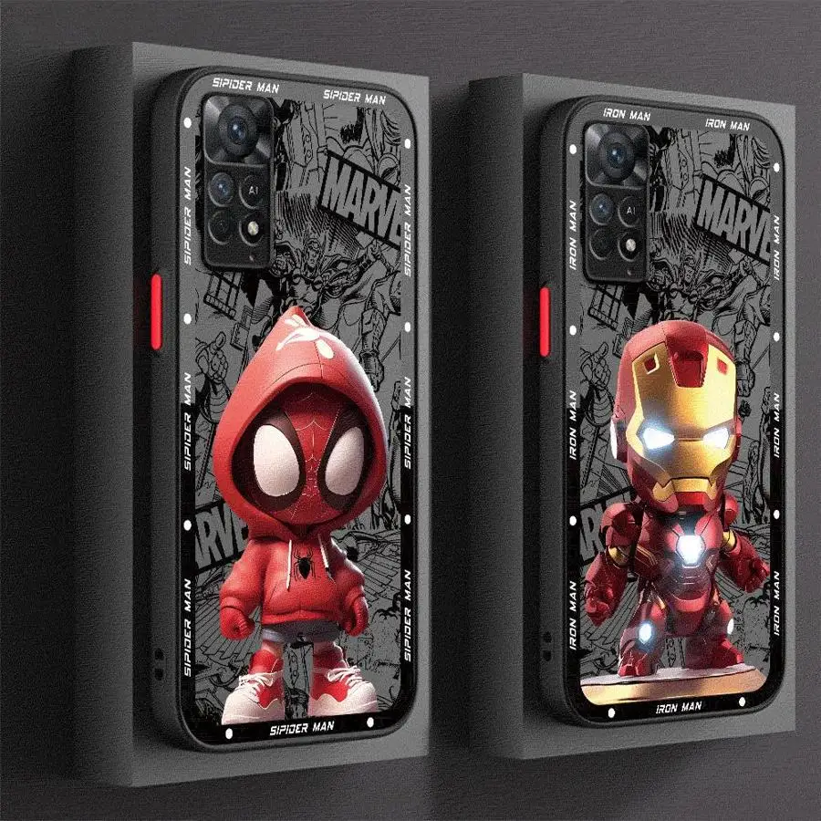 

Чехол для телефона Marvel Sipiderman Ironman для Xiaomi Redmi Note 9S 10 Pro 11 Pro 12 13 Pro 10S 9T 11T 11S 12S 9, матовый чехол из ТПУ сзади