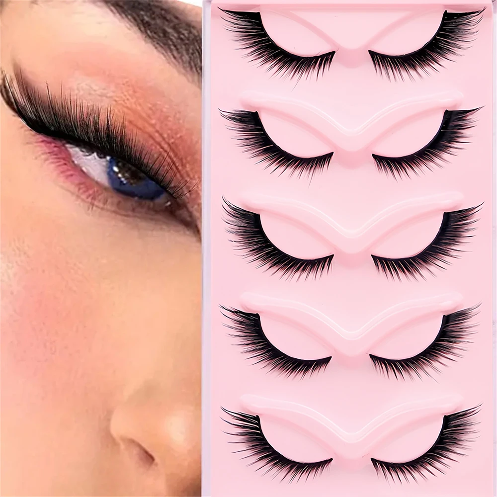 5 Pairs of Fox Eyelashes, Natural Looking Cat Eye Eyelashes, 3D Elongated Eyelashes 16mm Eyelash
