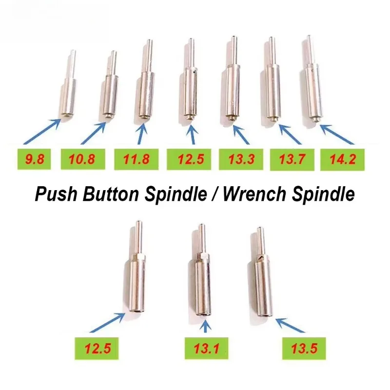 4Pcs NSK/SIRONA/KAVO Dental Turbine Handpiece Spindle 9.8/10.8/11.8/12.5/13.3/13.7/14.2mm Push Button Wrench Axis Rotor Shaft