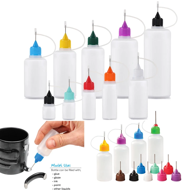 50 ชิ้น 3 มิลลิลิตร - 120 มิลลิลิตรรีฟิลขวดพลาสติก Dropper w/Precision Tip Applicator คอนเทนเนอร์สําหรับ Liquid Doodle กาว DIY