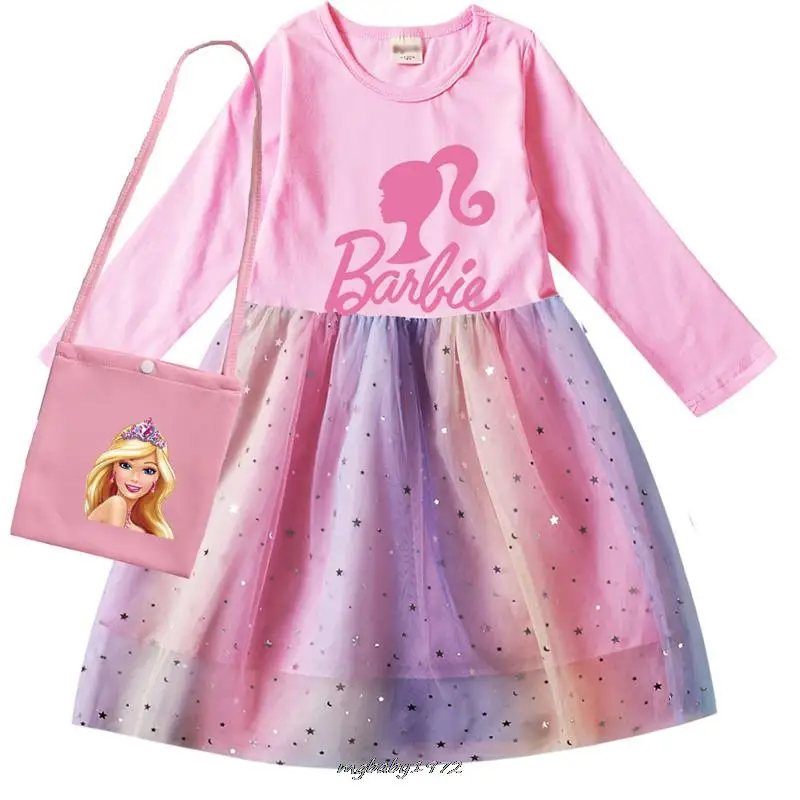 Primavera ragazze gilet Barbie principessa ragazze vestono Costume di natale bambini festa del bambino compleanno abiti Vestido vestiti e borsa