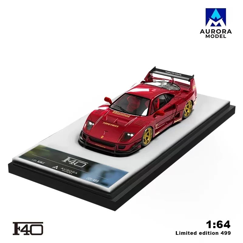 PreSale Aurora 1:64 LBWK F40 Yellow Lightning Transparent Red Diecast Diorama Car Model Collection Toys Time Micro