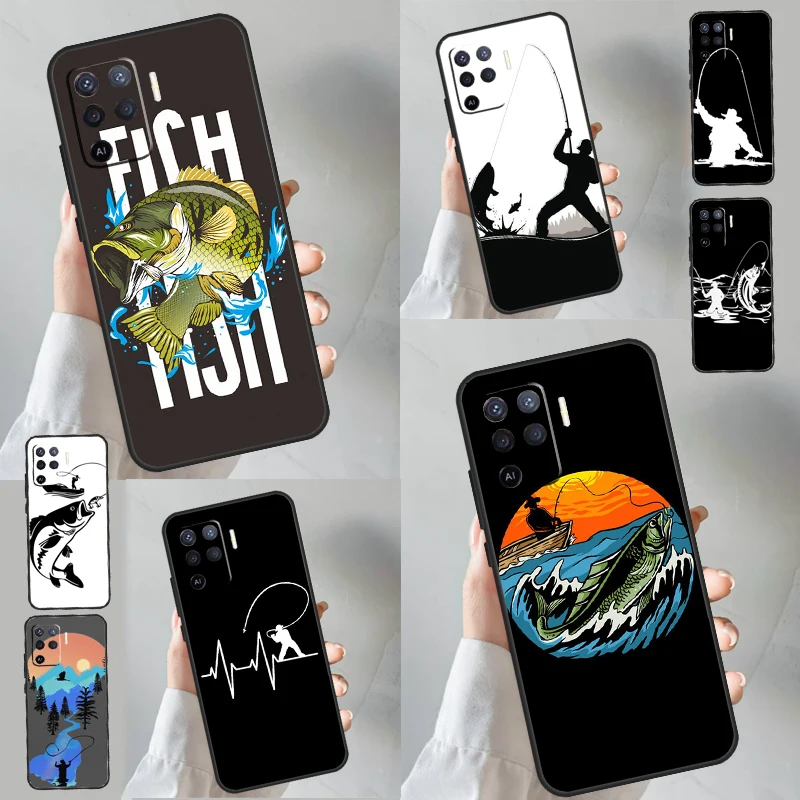 Fishing Fisherman For OPPO A94 A74 A54 A96 A76 A16 A77 A57 A17 A15 A53S A54S A57S A5 A9 A31 A53 A52 A72 Case