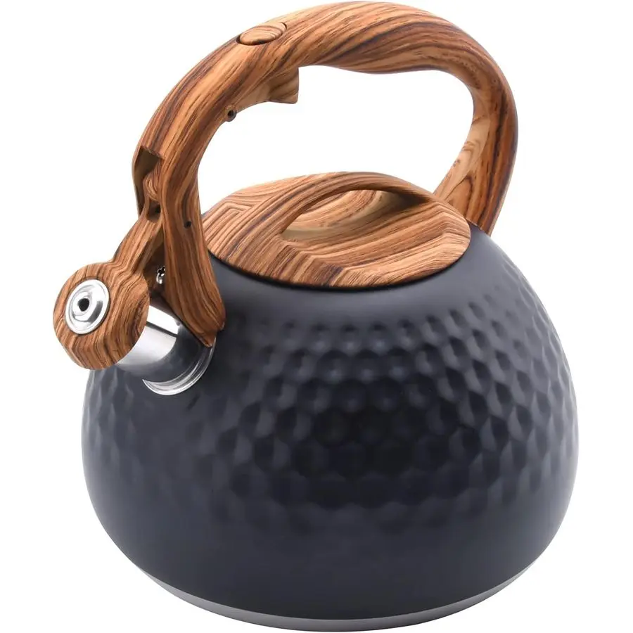 

Kettle Stovetop, 3.2 Qt Stainless Steel Whistling Kettle for Stove Top, Food Grade Teapot with Wood Pattern Handle for Coffee, M