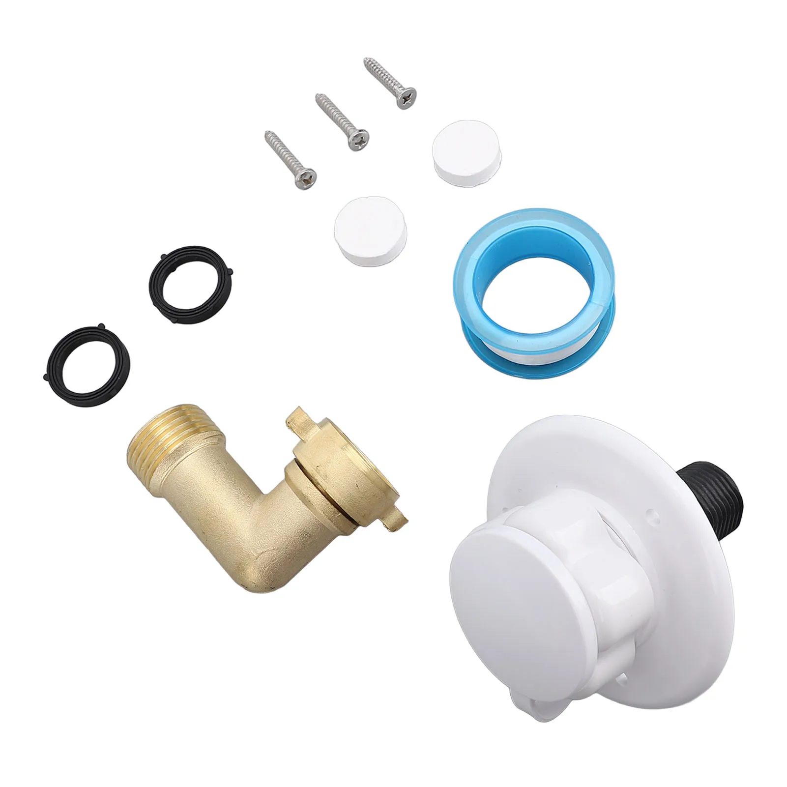 10PCS RV Water Fill Inlet Kit Brass with Hose Elbow Check Valve Hookup Connector for Motorhome Trailer Marine 90°