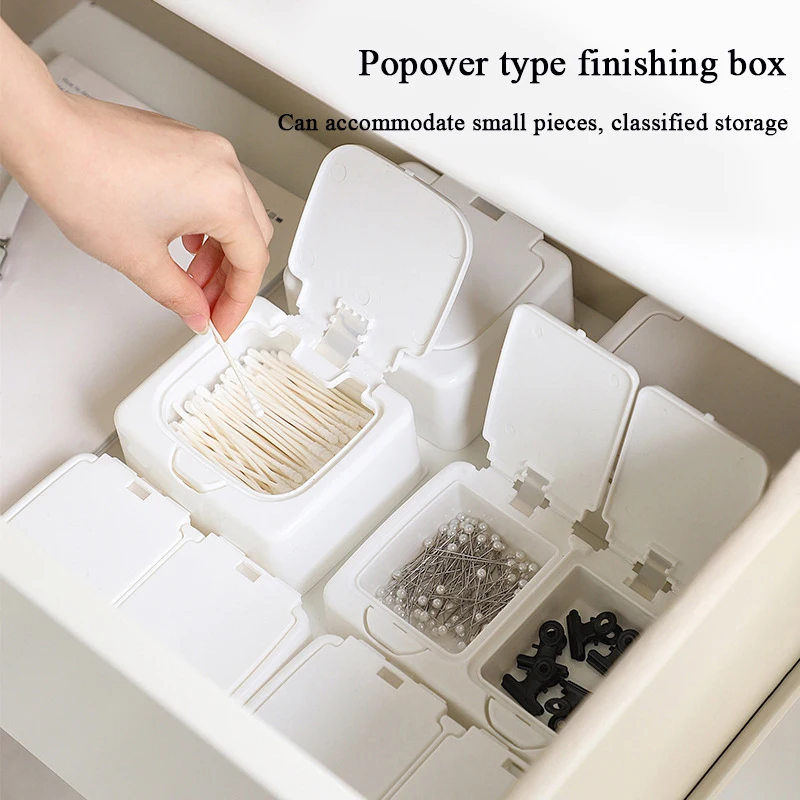 Japanese Button Type Cotton Swab Storage Box Drawer Small Objects Classification Storage Box Desk Organizer Desktop Organization