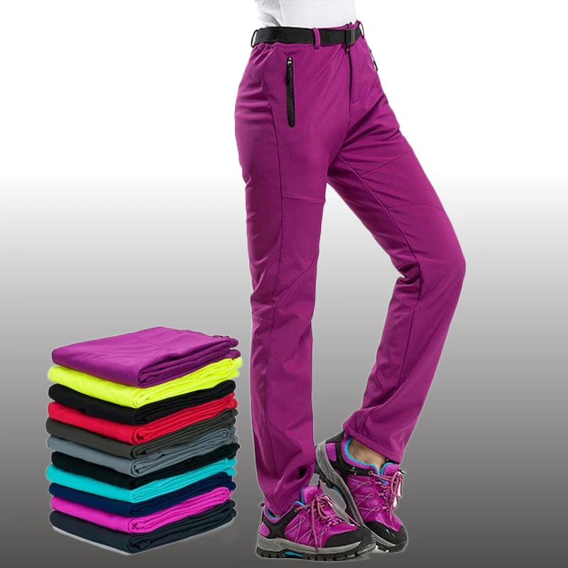 Slip da donna Cavallo da donna Cerniera invisibile Chiusura frontale a retro Pantaloni invernali in pile spesso Pantaloni caldi Outdoor Softshell Sport lunghi