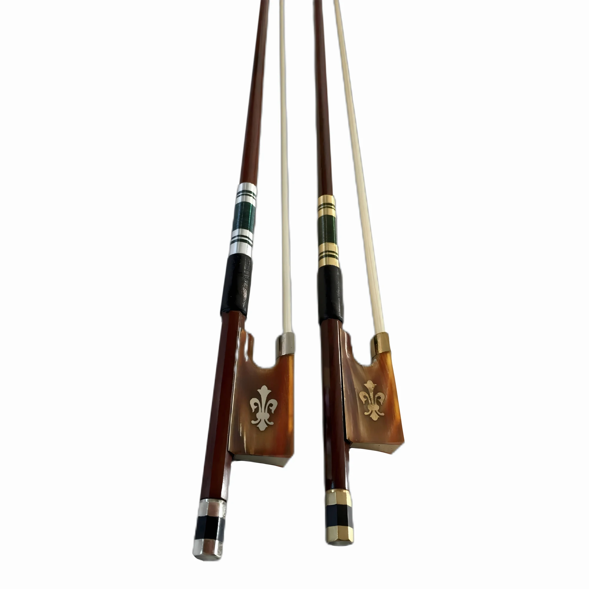 High-Quality Violin Bow 4/4 with Carved Inlays and Snake Skin Wrapping, Made of Premium Brazilian Wood and Pure Horsehair