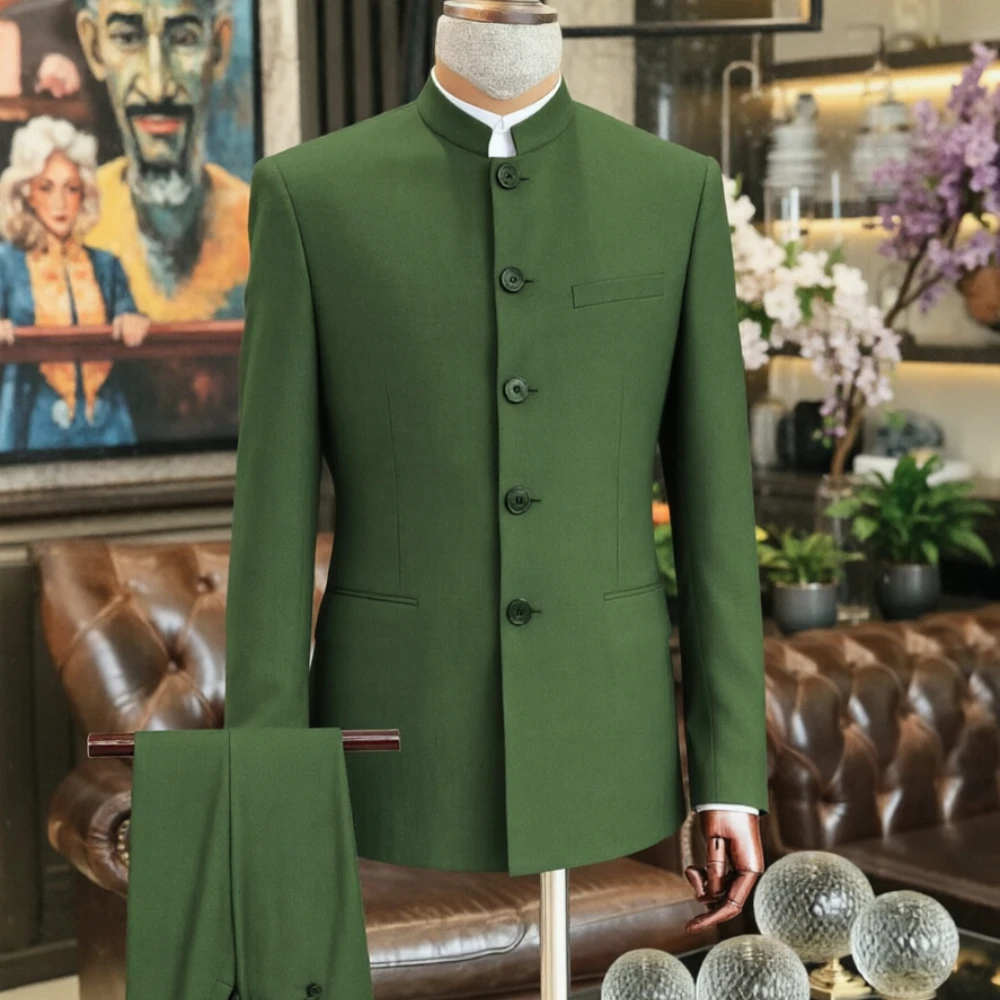 

Костюм мужской Safari из 2 предметов: приталенный пиджак с воротником-стойкой для свадьбы, выпускного, деловых встреч и особых случаев