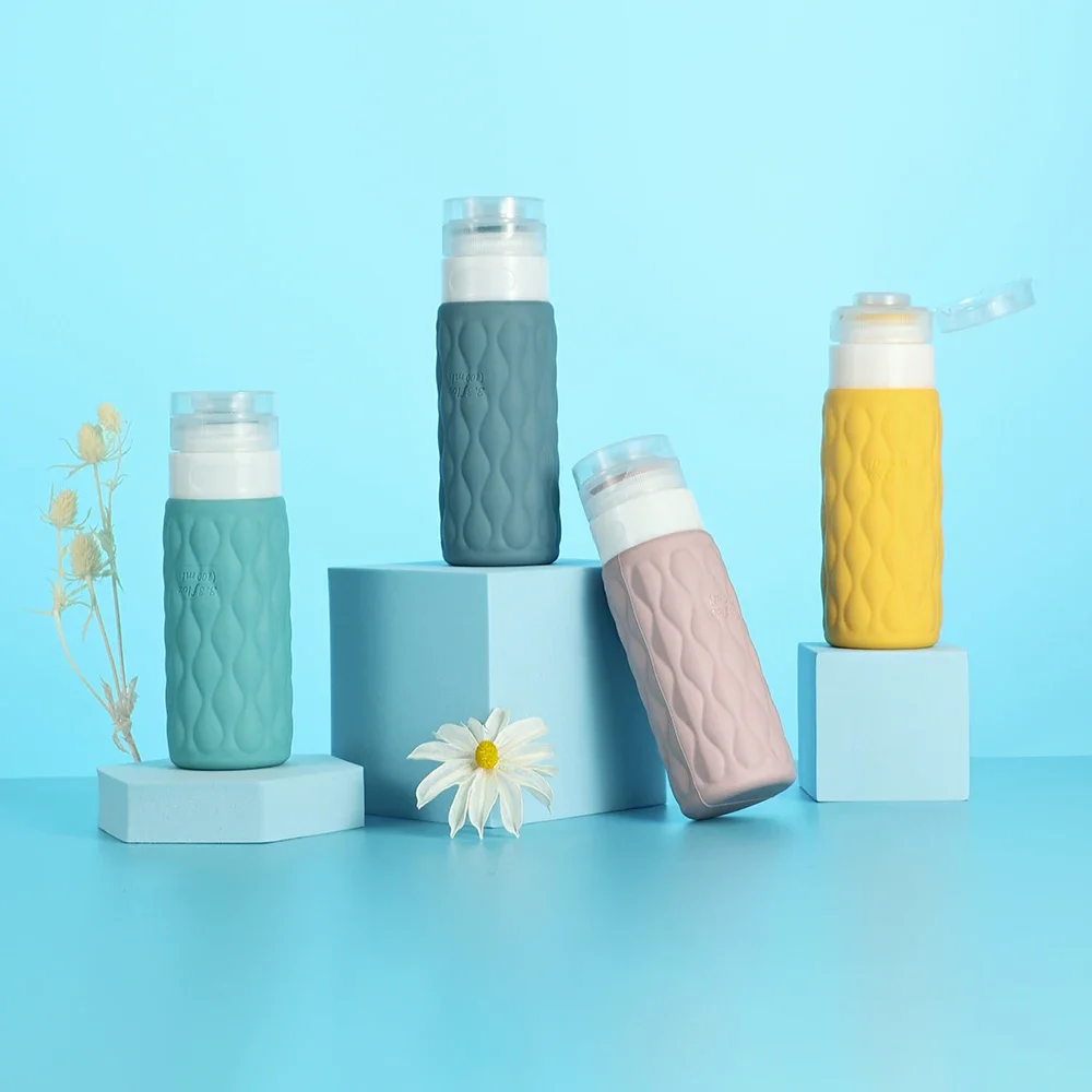 4 bottiglie da viaggio in silicone da 100 ml set per articoli da toeletta perdite comprimibili per shampoo cosmetico crema balsamo lozione sapone