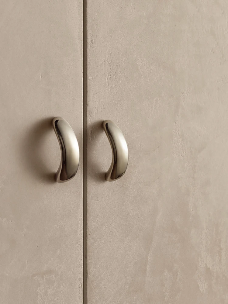 

Goo-Ki High-end Solid Brass Drawer Knobs and Hooks Titanium Silver Creative Cabinet Handles Kitchen Cupboard Drawer Pulls