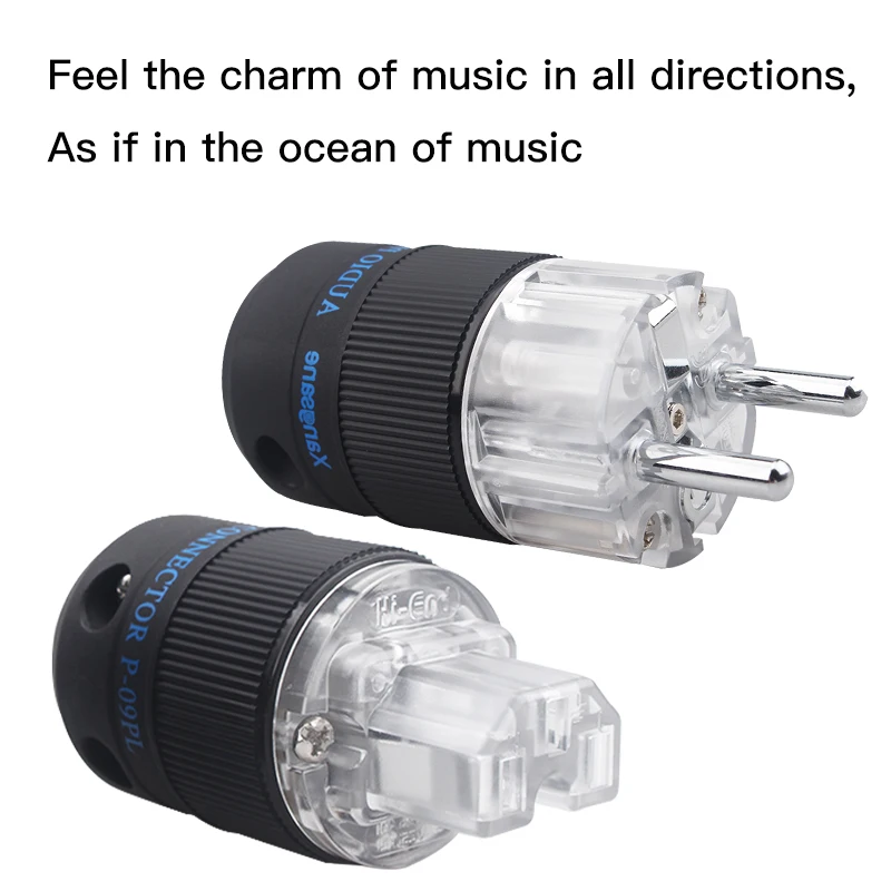 HIFI Pure Copper Gold Plated/Rhodium Plated EU Audio Power Plug HiFi Power Cord DIY Accessory