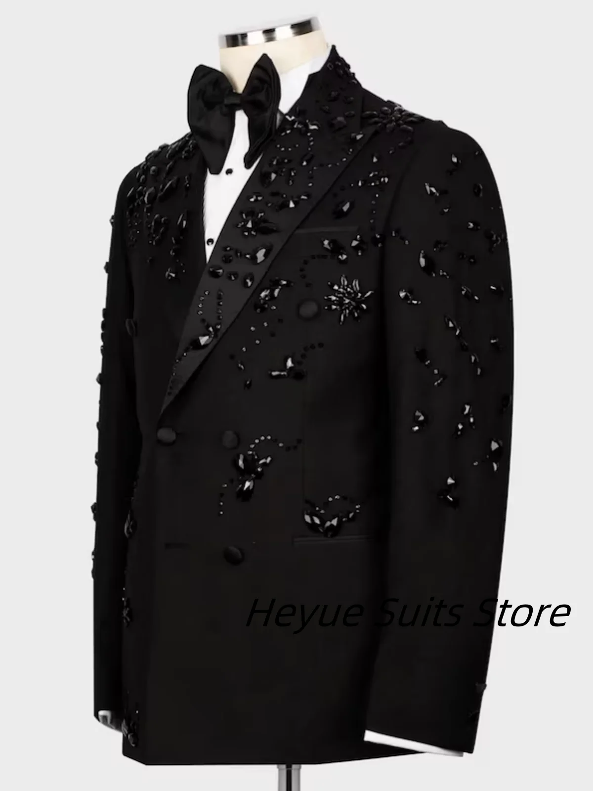 Classic Black Slim Fit Men Suits Lapel Customized Groom Wedding Party Tuxedos 2 Pieces Sets Male Blazers Fashion Costumes Homme