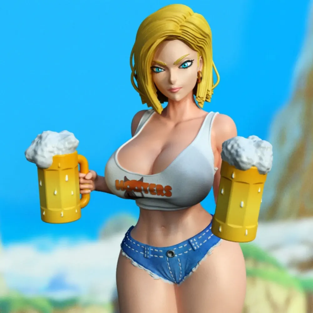 Sexy Waitress Holding a Beer in Both Hands 1/24 Miniature Resin Statue 75mm Handmade Model Kit, 3D Printed, Unpainted, Requires Hand Painting, Resin Model Ideal Gift, Figure Decoration |   Fine Fantasy Figurines |   Fine Craftsmanship