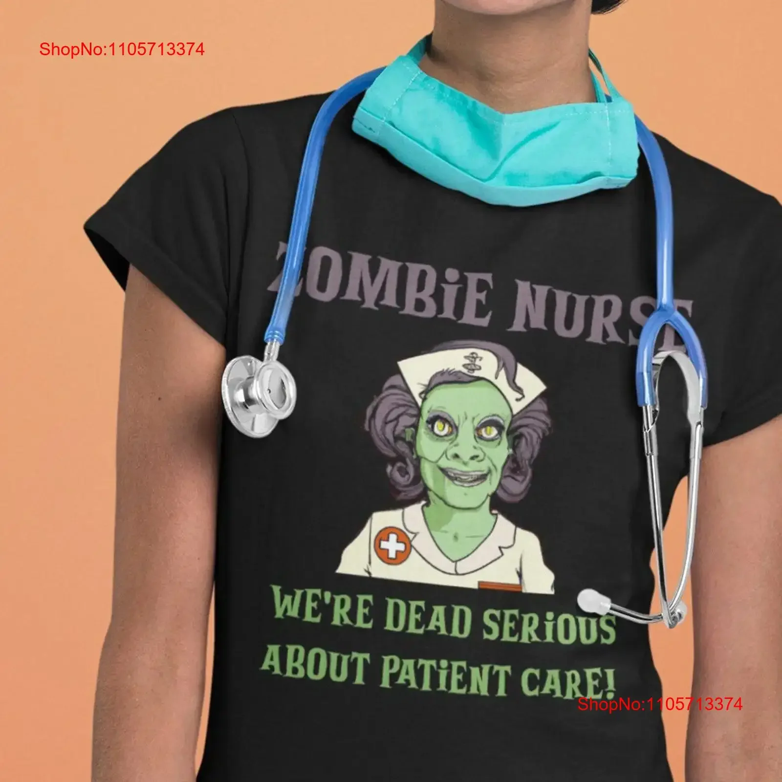 Zombie Nurse Halloween T Shirt We're Dead Serious About Healing Spooky Costume Horror Themed Apparel vintage Washed Slightly